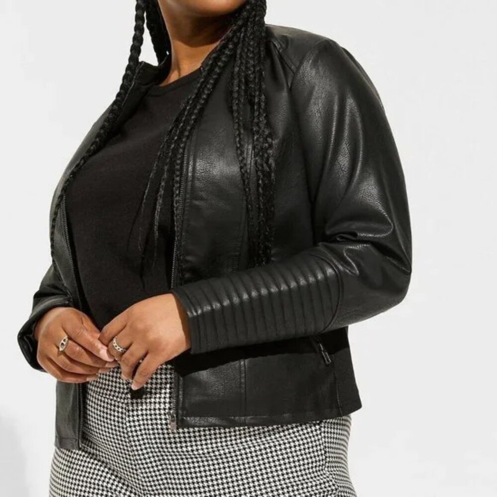 Torrid Black Faux Leather Moto Jacket - Size 1